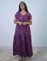 Alpine Floral Print Double Layer Sleeve Frock Style with Back Tie - Mangai Nighties