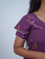 Alpine Floral Print Double Layer Sleeve Frock Style with Back Tie - Mangai Nighties