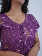 Alpine Floral Print Double Layer Sleeve Frock Style with Back Tie - Mangai Nighties