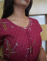 Alpine Floral Print Double Layer Sleeve Frock Style with Back Tie - Mangai Nighties