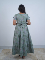 Alpine Abstract Floral Print 3-Layer Frock with Pocket - Mangai Nighties