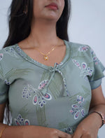 Alpine Abstract Floral Print 3-Layer Frock with Pocket - Mangai Nighties