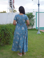Alpine Floral Botanical Print 3-Layer Frock with Petal Sleeves - Mangai Nighties