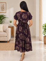 Rayon Vatican Maxi with Flutter Sleeve Back Tie Pocket Mangai Nighties