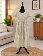 Rayon Zipless Maxi Frock with Line Print Back Tie - Mangai Nighties