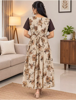Vatican Zipless Maxi Frock Contrast Sleeve with Back Tie - Mangai Nighties