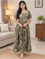 Rayon VaticanFloral Print Zipless Maxi Frock with Back Tie - Mangai Nighties