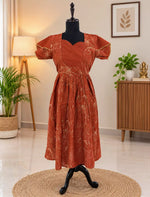 Rayon Zipless Maxi Frock Petal Sleeve with Back Tie - Mangai Nighties