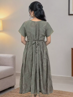 Rayon Zipless Maxi Frock Flutter Sleeve with Side Pocket- Mangai Nighties