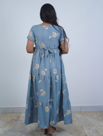 Alpine Floral Print 3-Layer Frock with Back Tie - Mangai Nighties