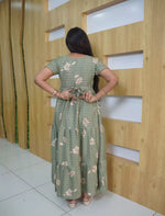 Alpine Floral Print 3-Layer Frock with Back Tie - Mangai Nighties