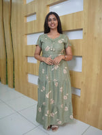 Alpine Floral Print 3-Layer Frock with Back Tie - Mangai Nighties