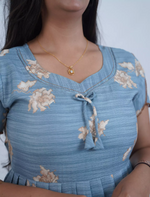 Alpine Floral Print 3-Layer Frock with Back Tie - Mangai Nighties
