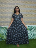 Rayon Feather Printed 3 Layer Frock with Back Tie, Pocket Mangai Nighties