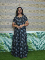 Rayon Feather Printed 3 Layer Frock with Back Tie, Pocket Mangai Nighties
