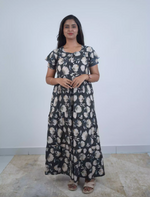 Rayon Floral Print 3 Layer Frock with Back Tie & Layer Frock | Mangai Nighties