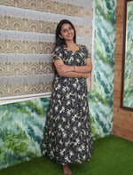 Rayon Abstract Floral Print 3 Layer Frock with Back Tie & Side Pocket | Mangai Nighties