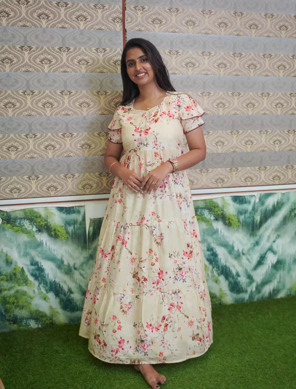 Rayon 3 Layer Frock with Curve Neck & Side Pocket Mangai Nighties