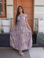 Alpine Floral & Abstract Print 3-Layer Frock with Pocket - Mangai Nighties