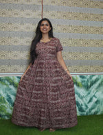 Rayon Paisley print 3 Layer Frock with Back Tie & Layer Sleeve | Mangai Nighties