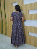 Rayon Feather Printed 3 Layer Frock with Back Tie, Pocket Mangai Nighties