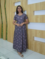Rayon Feather Printed 3 Layer Frock with Back Tie, Pocket Mangai Nighties