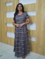 Rayon Paisley print 3 Layer Frock with Back Tie & Layer Sleeve | Mangai Nighties