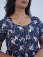 Rayon Abstract Floral Print 3 Layer Frock with Back Tie & Side Pocket | Mangai Nighties