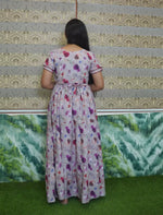 Rayon Floral Print 3-Layer Frock with Side Pocket - Mangai Nighties