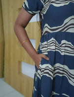 Rayon Wave Print 3 Layer Frock Style with Back Tie - Mangai Nighties