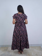 Rayon Floral Print 3 Layer Frock with Layered Sleeves- Mangai Nighties