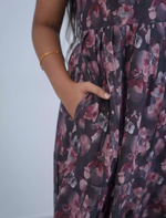 Rayon Floral Print 3 Layer Frock with Layered Sleeves- Mangai Nighties