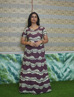 Rayon Wave Print 3 Layer Frock Style with Back Tie - Mangai Nighties