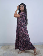 Rayon Floral Print 3 Layer Frock with Layered Sleeves- Mangai Nighties