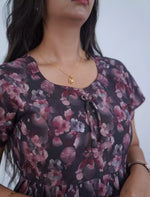 Rayon Floral Print 3 Layer Frock with Layered Sleeves- Mangai Nighties