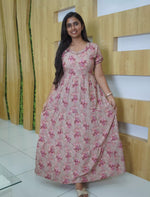 Rayon Floral Printed 3 Layer Frock Style with Back Tie - Mangai Nighties