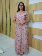 Rayon Floral Printed 3 Layer Frock Style with Back Tie - Mangai Nighties