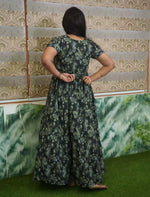 Rayon Floral Print 3 Layer Frock with Layered Sleeves- Mangai Nighties