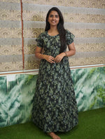 Rayon Floral Print 3 Layer Frock with Layered Sleeves- Mangai Nighties