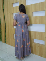 Rayon Floral & Dot Print 3 Layer Frock Back Tie with Layer Sleeve - Mangai Nighties