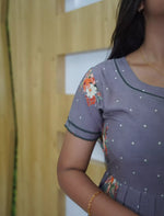 Rayon Floral & Dot Print 3 Layer Frock Back Tie with Layer Sleeve - Mangai Nighties