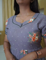 Rayon Floral & Dot Print 3 Layer Frock Back Tie with Layer Sleeve - Mangai Nighties