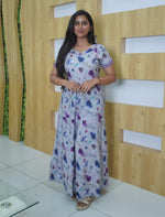 Rayon Floral Print 3-Layer Frock with Side Pocket - Mangai Nighties