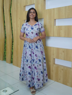 Rayon Floral Print 3-Layer Frock with Side Pocket - Mangai Nighties