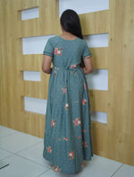 Rayon Floral & Dot Print 3 Layer Frock Back Tie with Layer Sleeve - Mangai Nighties