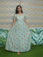Rayon Floral Printed 3 Layer Frock Style with Back Tie - Mangai Nighties