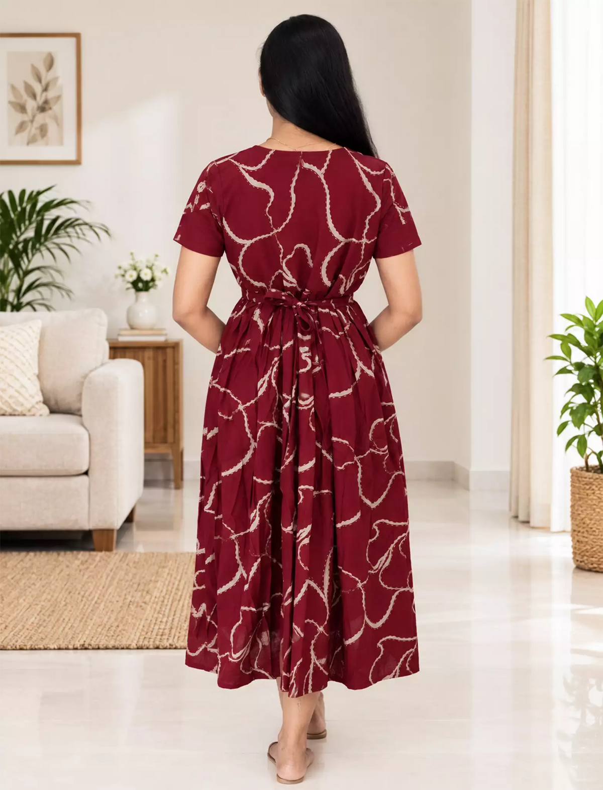 Rayon Vatican Maxi Frock with Pocket & Back Tie - Mangai Nighties