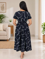 Rayon Vatican Maxi Frock with Pocket & Back Tie - Mangai Nighties