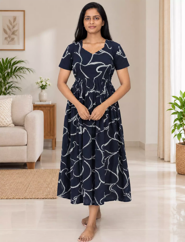 Rayon Vatican Maxi Frock with Pocket & Back Tie - Mangai Nighties