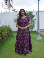 Alpine Abstract Geometric Print 3-Layer Frock with Layer Sleeves - Mangai Nighties